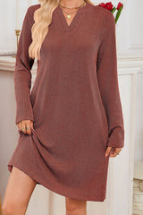 Solid Color Loose Long-sleeved Casual Knitted Mini Dress