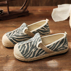 Grey Zebra pattern Cotton Fabric For Splicing Flat Shoes