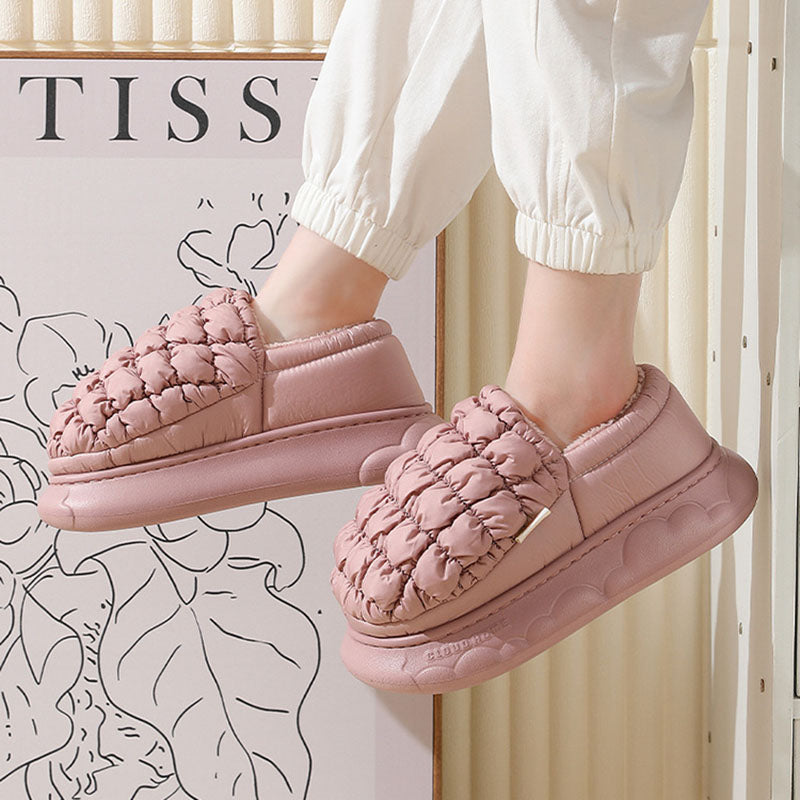 Winter Grid Household Warm Cotton Shoes