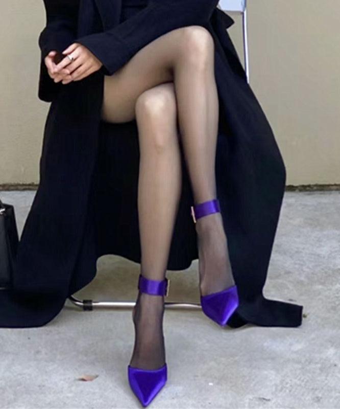 Elegant Splicing High Heel Sandals Purple Buckle Strap