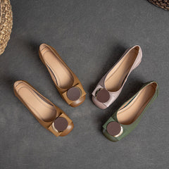 Spring Summer Retro Leather Wedge Casual Shoes