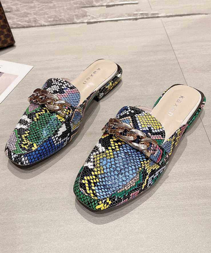 Green Serpentine Splicing Chain Plus Size Slide Sandals