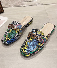 Green Serpentine Splicing Chain Plus Size Slide Sandals