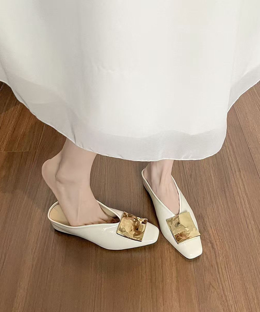 Black Sequined Splicing Sheepskin Wedge Slide Sandals