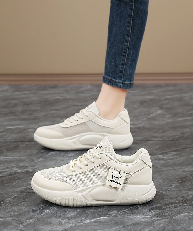 Black Platform Breathable Mesh Stylish Splicing Flat Feet Shoes