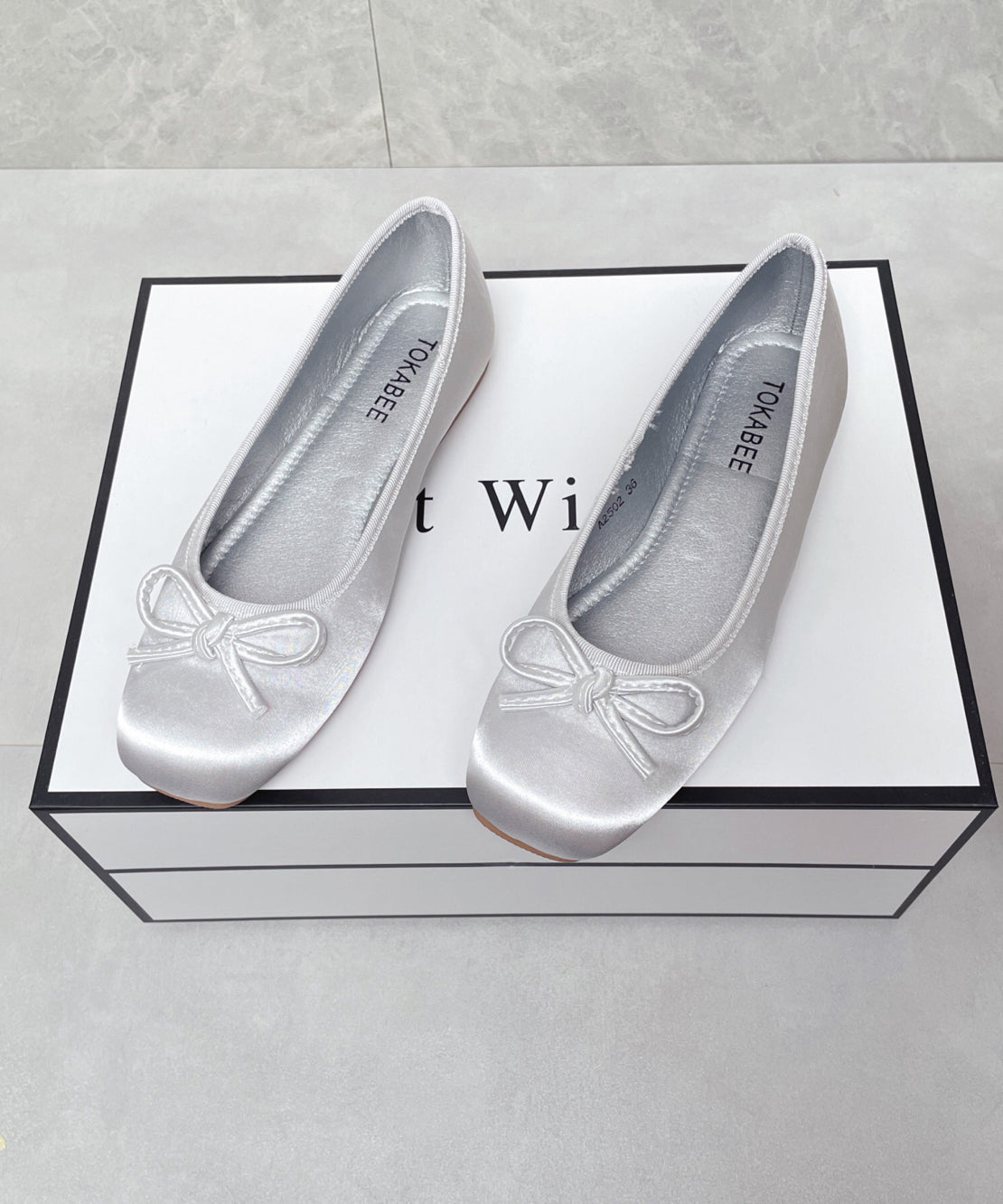 Boutique Comfortable Blue Satin Bow Splicing Flats