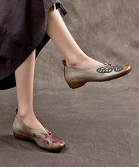 Spring New Boho Embossed Cowhide Flats Shoes