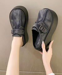 Fashion Splicing Platform Blue Cotton Fabric Slide Sandals