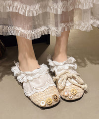 Chic Beige Lace Splicing Comfy Slide Sandals