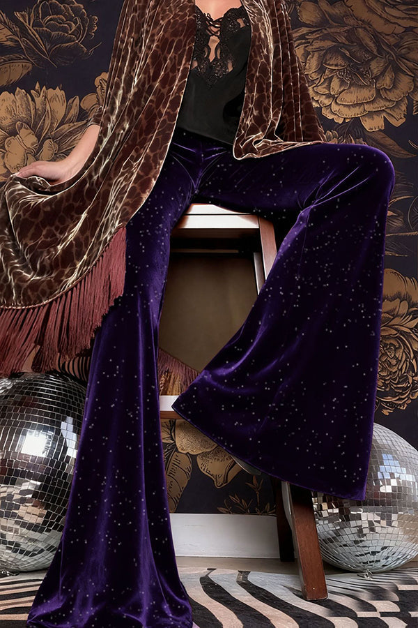 Velvet High-waisted Draped Casual Flared Pants