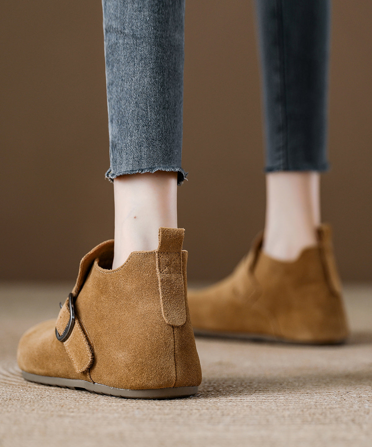 Light Brown Platform Suede Splicing Flat Feet Shoes