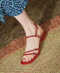 Blue Chunky Cowhide Leather Sandals Peep Toe