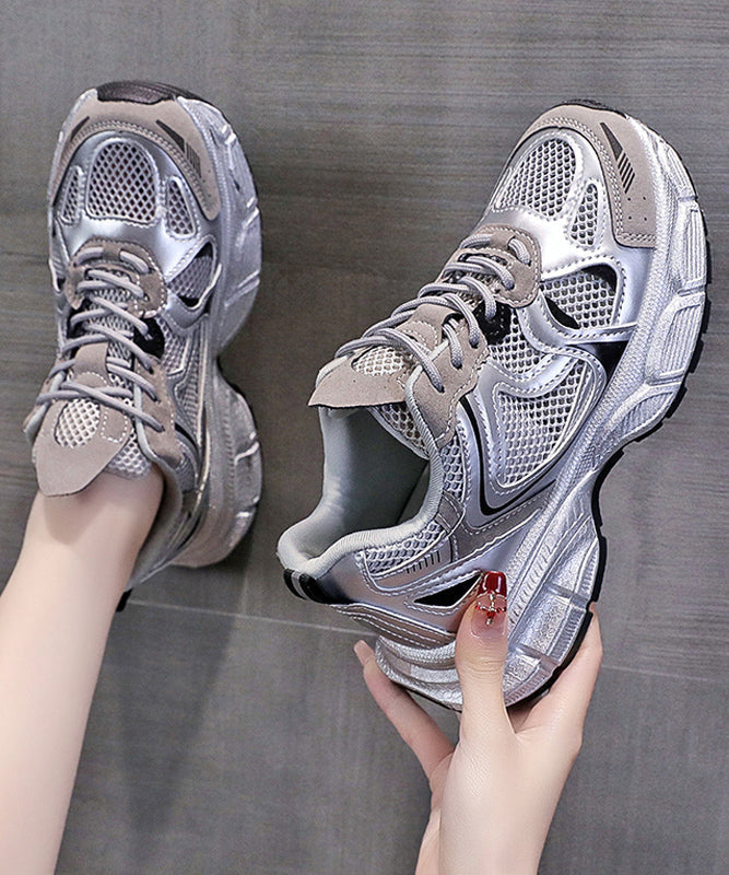 Splicing Platform Sport Shoes Pink Breathable Mesh