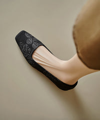 Pink Cotton Fabric Vintage Splicing Flats Embroidered