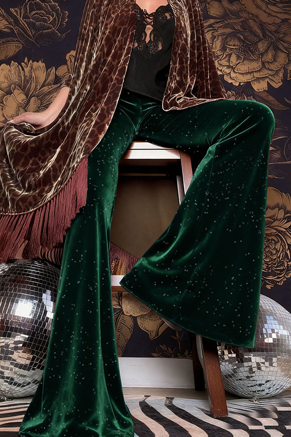 Velvet High-waisted Draped Casual Flared Pants
