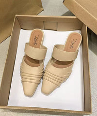 Comfy Black Wrinkled Splicing Slide Sandals