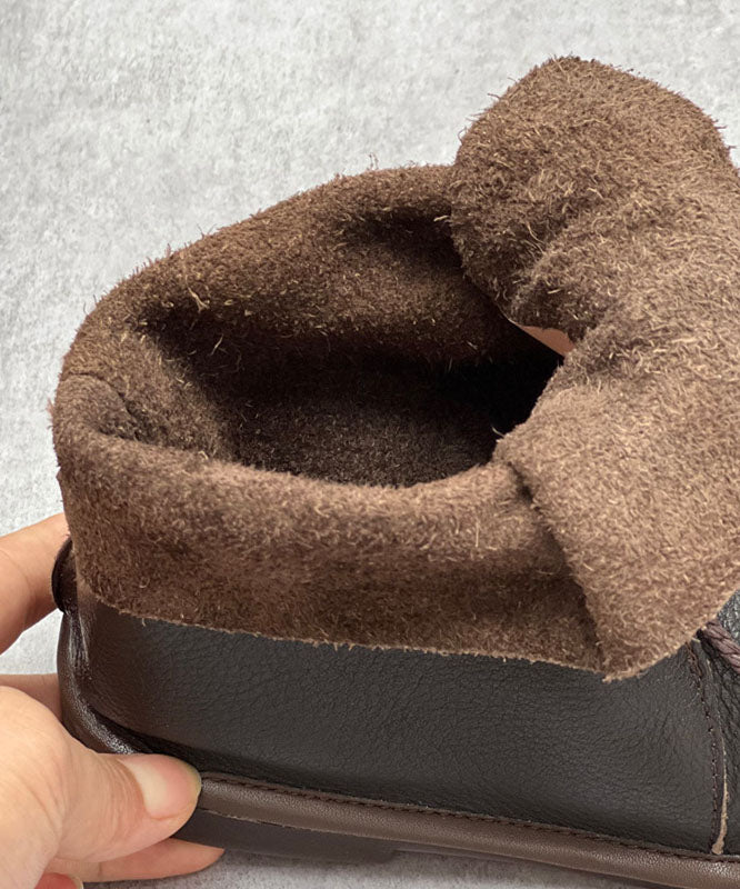 Boutique Lace Up Boots Coffee Cowhide Leather Shelsea