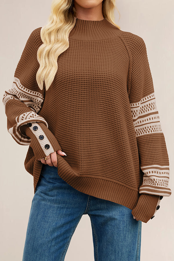 Color-blocked Loose Long-sleeved Knit Sweater