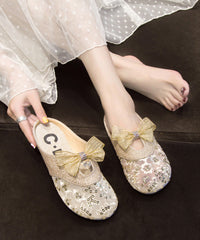 Summer New Gold Mesh Breathable Bow Flat Slide Sandals