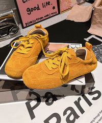 Casual Soft Comfy Blue Suede Flat Shoes Splicing Lace Up