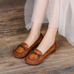 Summer Retro Leather Flat Casual Shoes