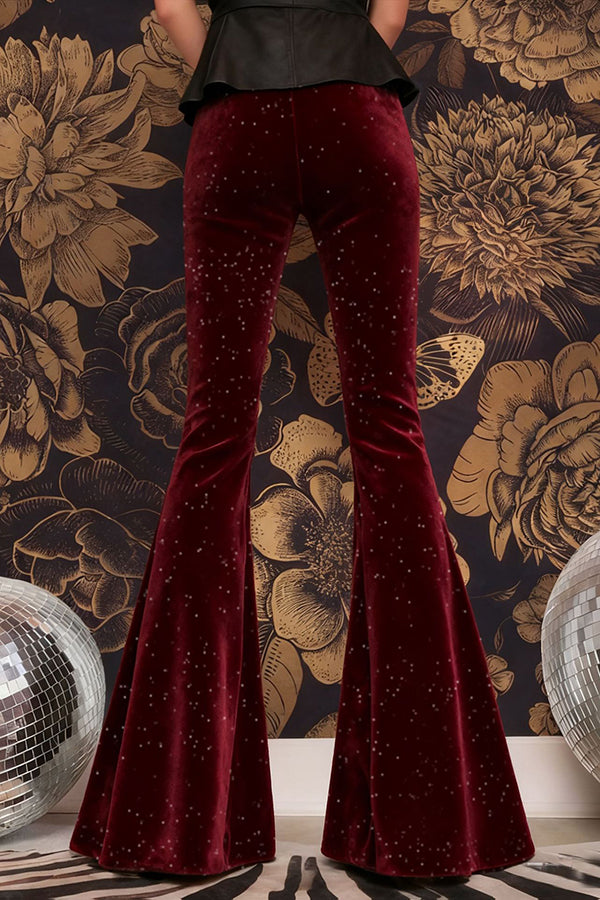 Velvet High-waisted Draped Casual Flared Pants