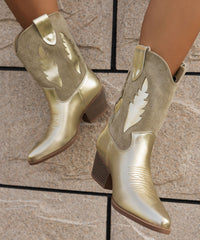 New Brown Pointed Toe Suede Splicing Faux Leather Chunky Boots