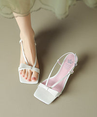 Red Cowhide Leather Bow Splicing French Sandals Peep Toe