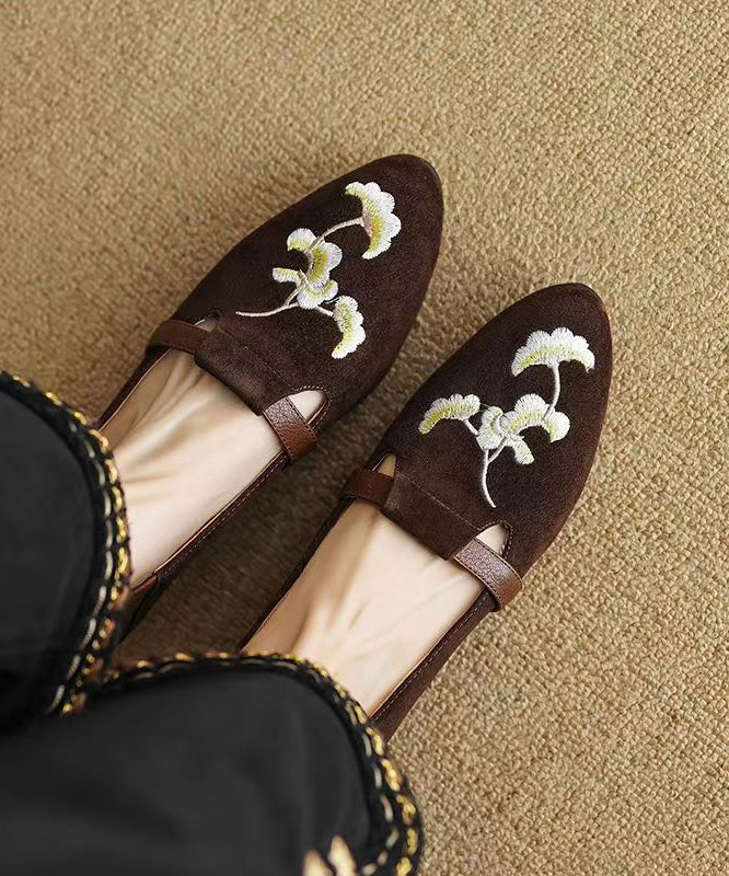 Black Suede Embroidered Chunky Loafer Shoes