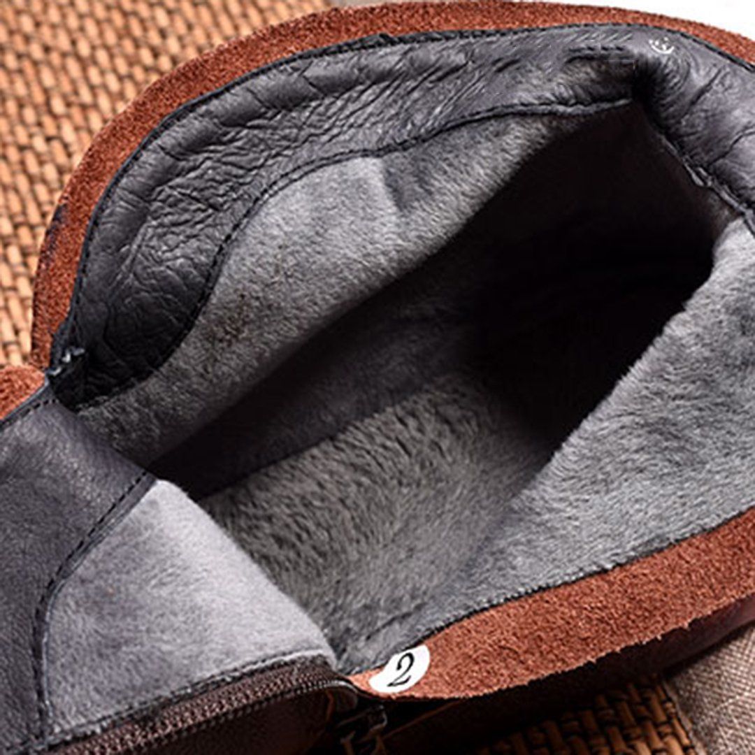 Leather Vintage Ethnic Style Soft Ankle Boots ( Added plush styles)