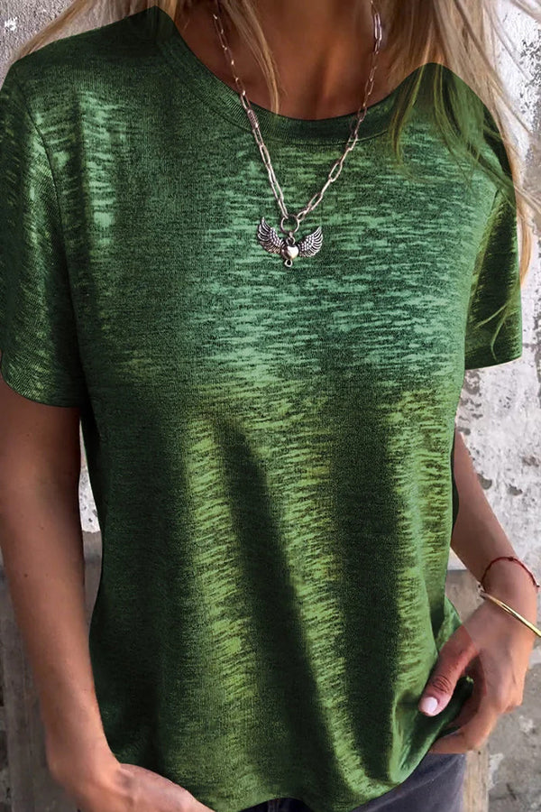 Bronzing Round Neck Short-sleeved T-shirt