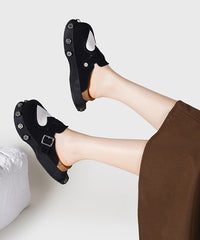 Black Love Splicing Rivet Slide Sandals