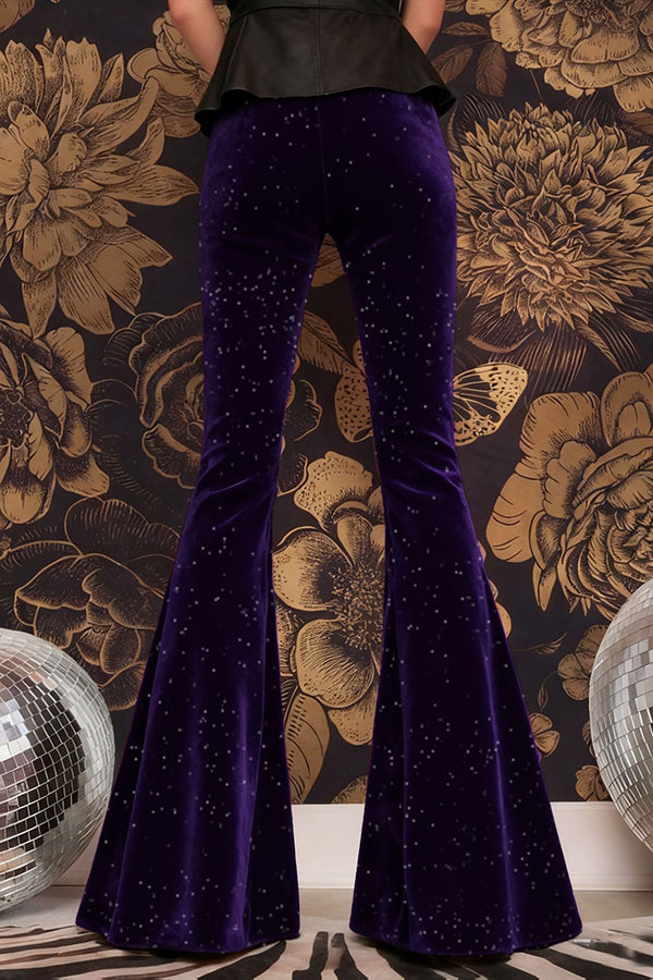 Velvet High-waisted Draped Casual Flared Pants
