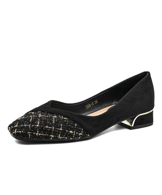 Stylish Black Flat Shoes For Splicing Flat Feet Shoes