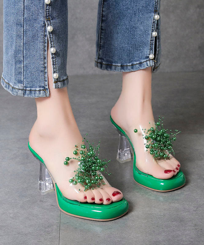 Chunky High Heels Comfortable Clear Slide Sandals