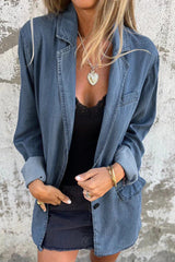 Lapel Casual Loose Long Sleeve Denim Jacket