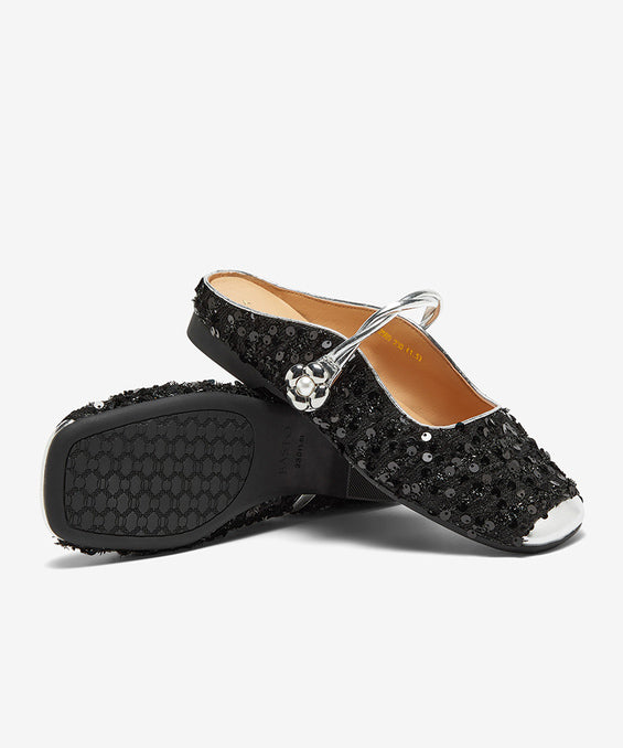 Pink Sequins Splicing French Fashion Slide Sandals