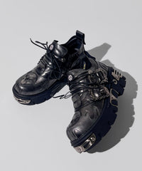 Streetwear Silver Lace Up Cowhide Leather Platform Shoes