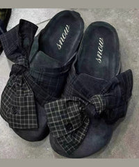 Japanese Blue Bow Platform Slide Sandals