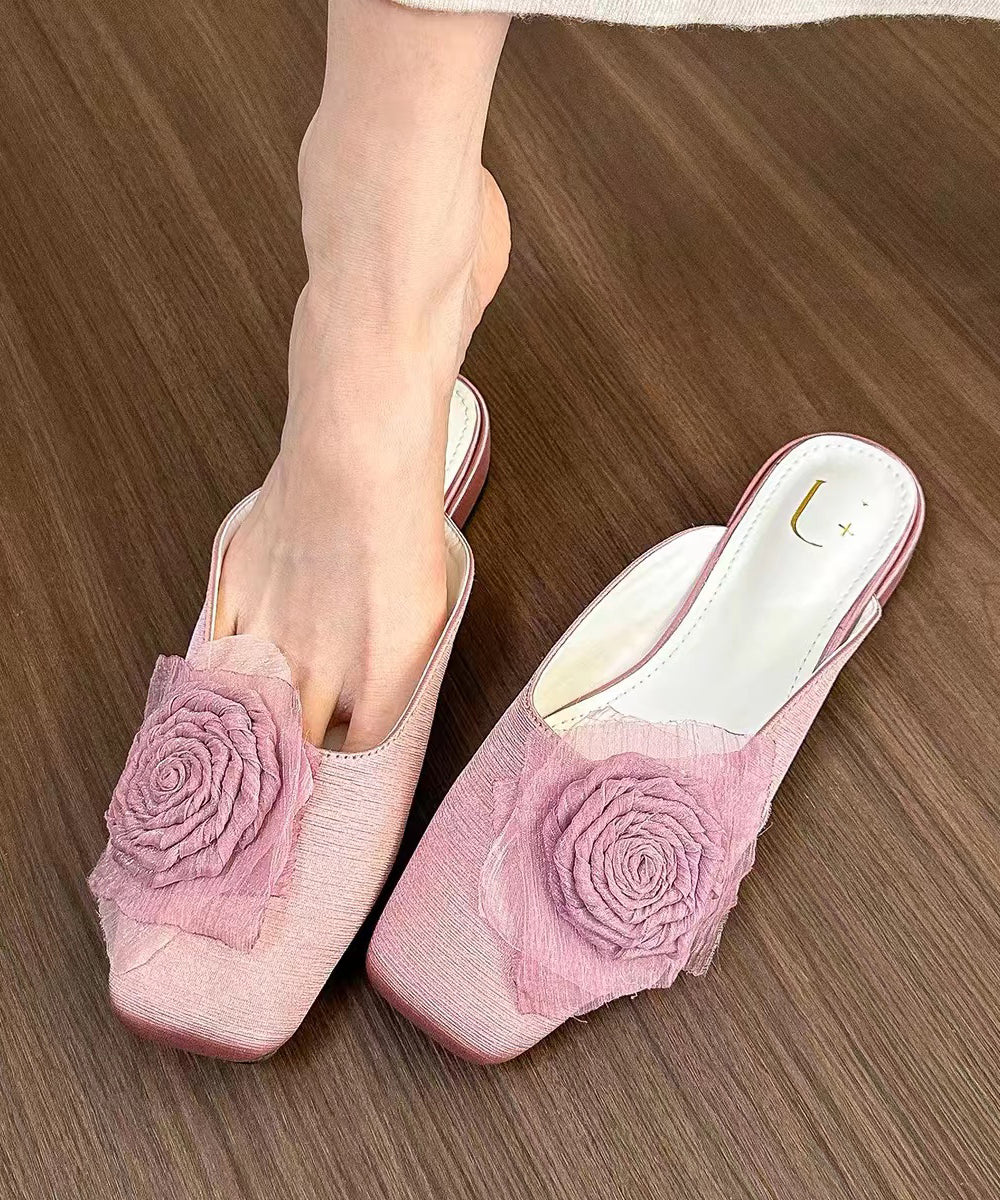 Light Purple Floral Splicing Slide Sandals