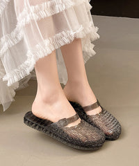 Black Comfortable Splicing Clear Slide Sandals