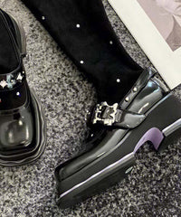 Black Platform Knit Fabric Splicing Diamond Knee Boots