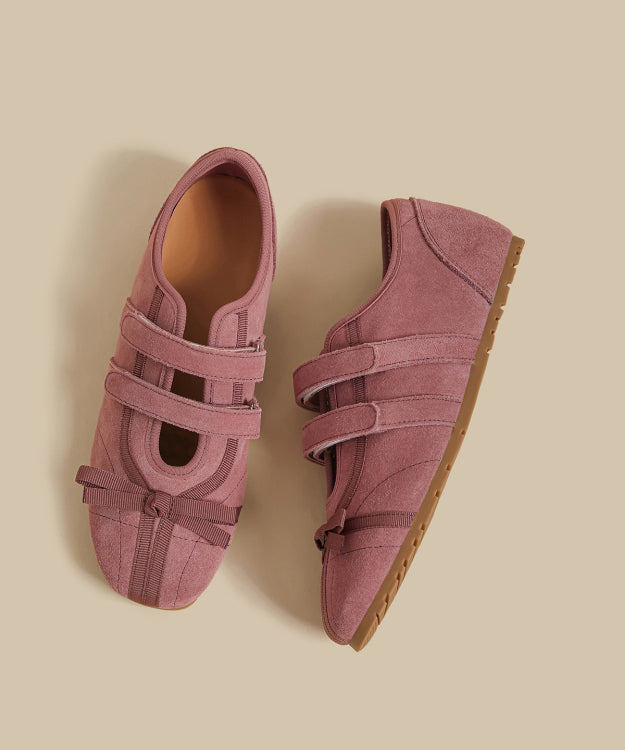 Rose Suede Beautiful Splicing Flat Shoes For Women