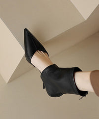 Brown High Heels Faux Leather Splicing Boots Hollow Out