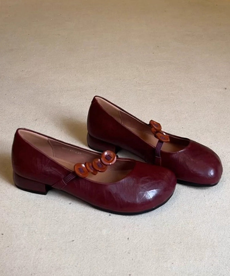 Red Faux Leather Casual Splicing Flat Shoes For Women