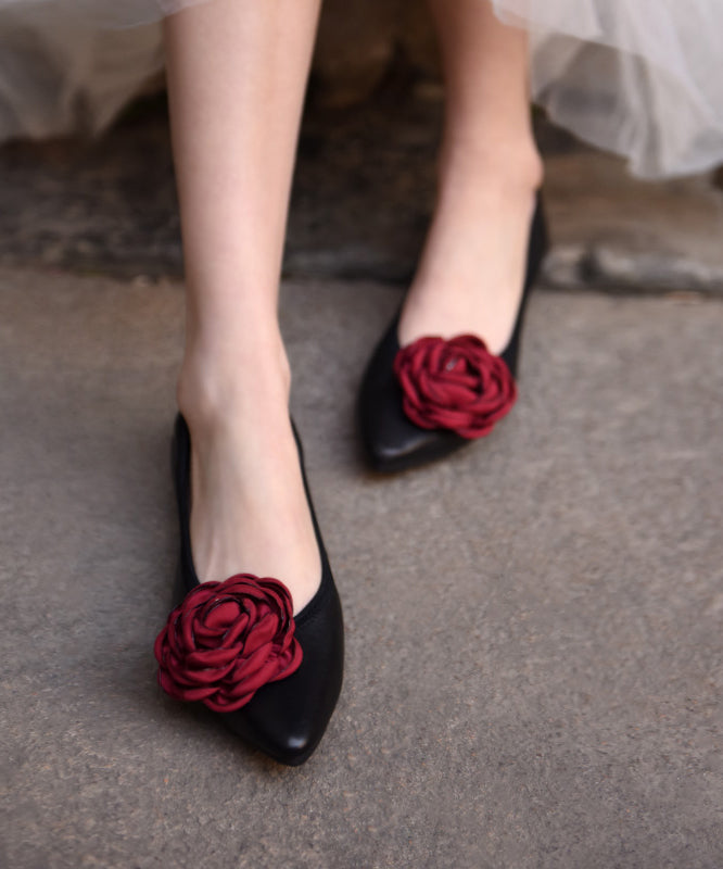 Apricot Flat Shoes For Splicing Floral Pointed Toe