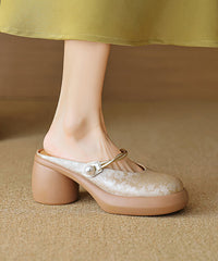 Comfy Apricot Chunky Heel Slide Sandals