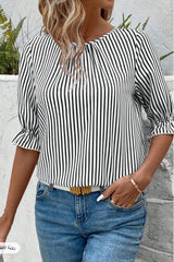 Striped Printed Button Half Sleeve Casual Shirt
