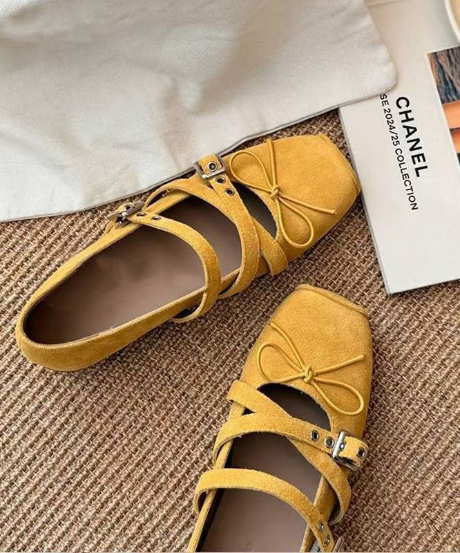 Red Bow Cross Strap Splicing Boutique Suede Wedge Shoes