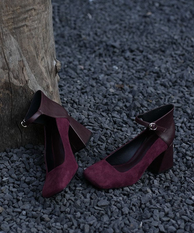 Chic Silver Buckle Strap Splicing Chunky Heel Shoes